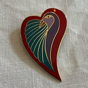 Laurel Burch “Dove Heart” Brooch